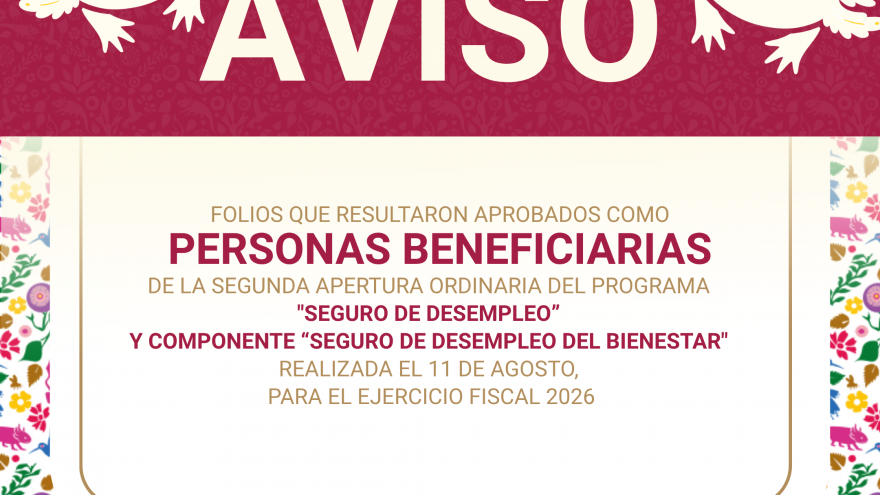 Folios aprobados de la 2a Convocatoria del Programa Seguro de Desempleo 2026